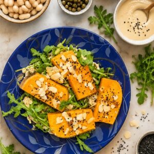 geroosterde pompoen met kappertjes en rucola